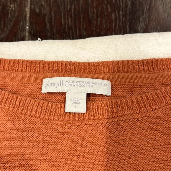 Pure Jill by J. Jill Organic Cotton Ombré Orange & Black Fall Sweater size Large - Picture 4 of 5